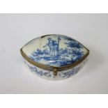 BLUE AND WHITE DELFT STYLE OVAL BILSTON PILL BOX (AT FAULT)