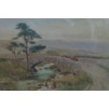 CL SAUNDERS, GILT FRAMED WATERCOLOUR DEPICTING A COUNTRY SCENE,