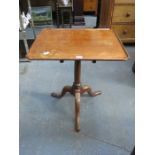 MAHOGANY TILT TOP TABLE ON TRIPOD SUPPORTS