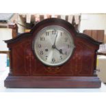 MAHOGANY MANTLE CLOCK WITH ART NOUVEAU STYLE INLAID DECORATION