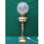 VICTORIAN BRASS COLUMN FORM TABLE LAMP (ALTERED FOR ELECTRIC)
