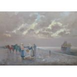 FRAMED OIL ON BOARD DEPICTING A SEASIDE SCENE, SIGNED TO BOTTOM RIGHT (INDISTINCT),