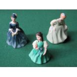 THREE SMALL ROYAL DOULTON GLAZED CERAMIC FIGURES