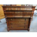 VICTORIAN THREE OVER THREE SCOTTISH STYLE CHEST OF DRAWERS