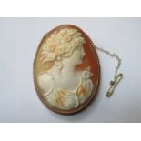 VICTORIAN OVAL CAMEO BROOCH WITHIN GOLD COLOURED SETTING