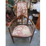 ARTS & CRAFTS STYLE INLAID ARMCHAIR