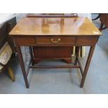 ANTIQUE MAHOGANY INLAID SINGLE DRAWER SIDE TABLE
