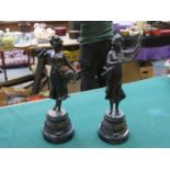 PAIR OF SPELTER FIGURES