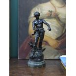 FRENCH BRONZE FIGURE ON MARBLE BASE 'FAUCHEUR',