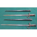 PAIR OF 19th CENTURY FRENCH BAYONETS WITH SCABBARDS,