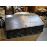 HEAVILY CARVED OAK BIBLE BOX AND CONTENTS