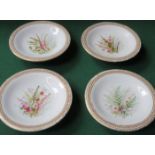 SET OF FOUR HANDPAINTED AND GILDED ROYAL WORCESTER CERAMIC CAKE PLATES