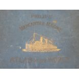 LEATHER BOUND VOLUME FOR RESTORATION- PHILLIPS MERCANTILE MARINE ATLAS OF THE WORLD