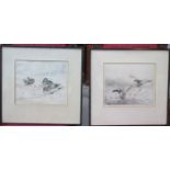 PAIR OF PENCIL SIGNED MONOCHROME ETCHINGS,