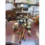 BRASSWARE INCLUDING SHOP SCALES, FIRESIDE KIT,