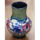 MOORCROFT 1930s HANDPAINTED AND TUBE LINED "IRIS" PATTERN CERAMIC VASE, SIGNED W MOORCROFT TO BASE,