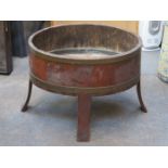 BRASS BOUND OVAL BARREL FORM PLANTER