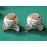 PAIR OF WORCESTER HANDPAINTED AND GILDED PIERCEWORK DECORATED CERAMIC VASES (AT FAULT)