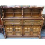 LAMB OF MANCHESTER GOOD QUALITY 19th CENTURY SECTIONAL CABINET WITH GEOMETRIC AND INLAID DECORATION