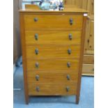 TALL STAINED SIX DRAWER BEDROOM CHEST