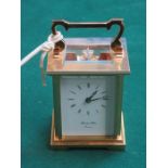 MORRELL & HILTON BRASS AND GLASS CARRIAGE CLOCK