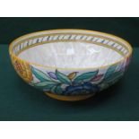 CHARLOTTE RHEAD TUBE LINED FLORAL DECORATED CERAMIC BOWL, BY CROWN DUCAL, SIGNED C RHEAD,