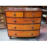 VICTORIAN BOW FRONTED TWO OVER THREE CHEST OF DRAWERS