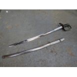 AUSTRIAN DRESS SWORD WITH METAL SCABBARDS, ENGRAVINGS ON HILT END,