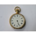 PRETTY 18ct GOLD WALTHAM POCKET WATCH WITH ENGRAVED DECORATION