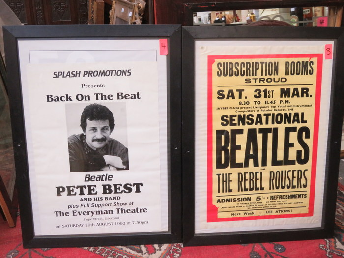 TWO FRAMED PETE BEST POSTERS AND FRAMED BEATLES POSTER FOR THE SUBSCRIPTION ROOMS