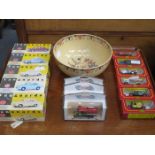 PARCEL OF VARIOUS DIECAST BOXED VEHICLES PLUS WEDGWOOD ETRURIA BOWL,