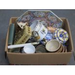 BOX LOT OF SUNDRY CERAMICS,