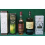 FIVE VARIOUS UNOPENED BOTTLES OF WHISKY INCLUDING TALISKER, THE SINGLETON, JURA, ROYAL BRACKLA,