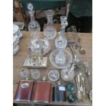 PARCEL OF SILVER PLATEDWARE, FLATWARE, GLASSWARE ETC...