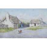 A V JONES FRAMED WATERCOLOUR - BURLEE DUNN'S COTTAGE, PORT OF MASH, ISLE OF MAN,