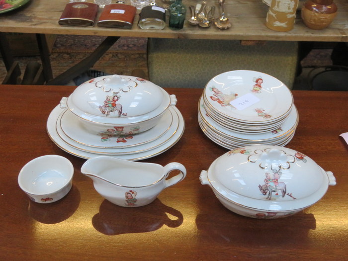 PARCEL OF GLIDING AND TRANSFER DECORATED NURSERY TEAWARE