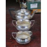 THREE PIECE SILVER PLATED TEA SET