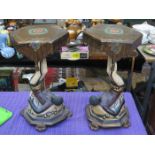 PAIR OF BLACKAMOOR STYLE GILDED FIGURE FORM PLANT STANDS