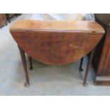 ANTIQUE MAHOGANY DROP LEAF TABLE ON CABRIOLE SUPPORTS