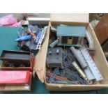 PARCEL OF TRIANG SMALL GAUGE TRAIN ACCESSORIES INCLUDING LOCOMOTIVES,