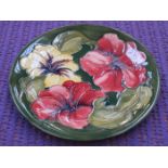 MOORCROFT FLORAL DECORATED CERAMIC PLATE INITIALED TO BASE W.