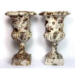 A pair of impressive polished marble urns, H. 30cm.