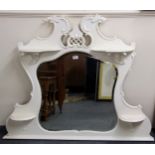An Edwardian white painted over mantle mirror, W. 122cm.