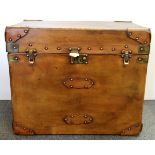 A studded leather trunk, 61 x 41 x 51cm.