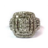 An impressive 10ct white gold (stamped 10k) diamond cluster ring (approx. 2ct) (O).