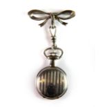 A ladies 925 silver brooch fob watch.