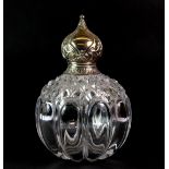 A Victorian hallmarked silver cut glass scent bottle, complete with stopper, John Grinsell & Sons,