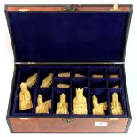 A boxed chess set, king H. 9cm.