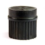 A small turned brown ebony cylindrical box, H. 4cm.