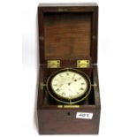 An early mahogany cased chronometer by P. Field of New York, case W. 15cm.